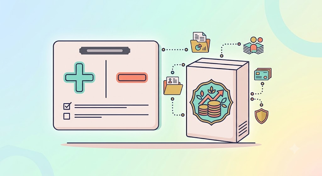 Pros and cons checklist illustration for commission based financial advisors